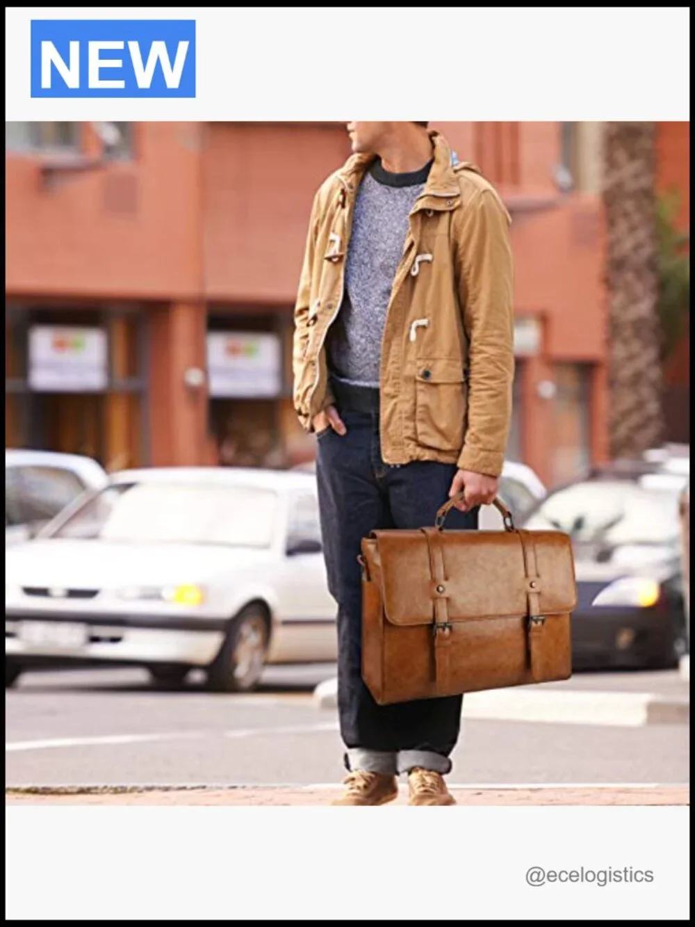 Vintage Waterproof Leather Laptop Messenger Bag for Men